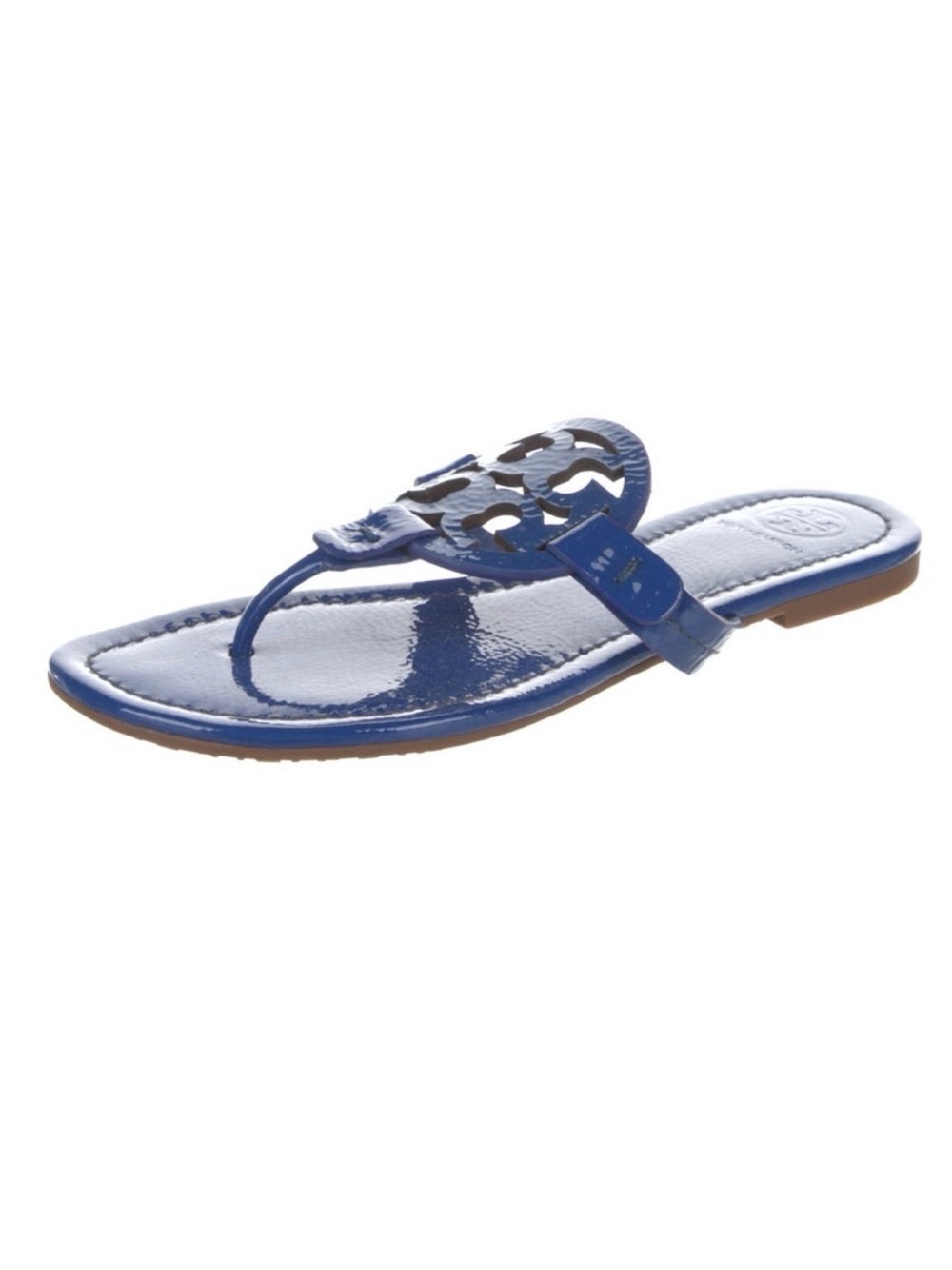 Tory Burch Blue Patent Leather Slides Women's Size: 6.5